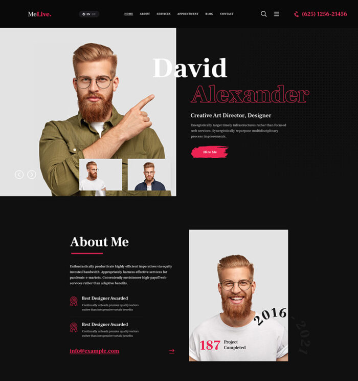 MeLive - Personal Portfolio WordPress Theme - Features Image 1