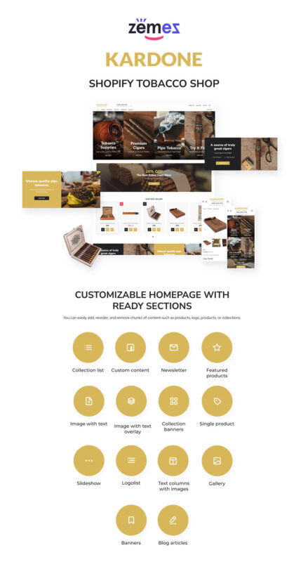 Kardone Tobacco Shop Shopify Theme - Features Image 1