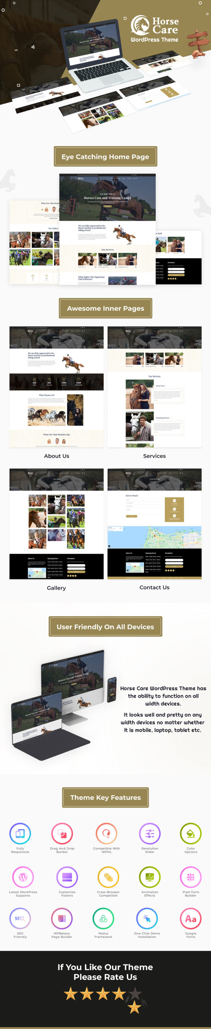 Horses Care - Horse Club and Stables WordPress theme - Features Image 1