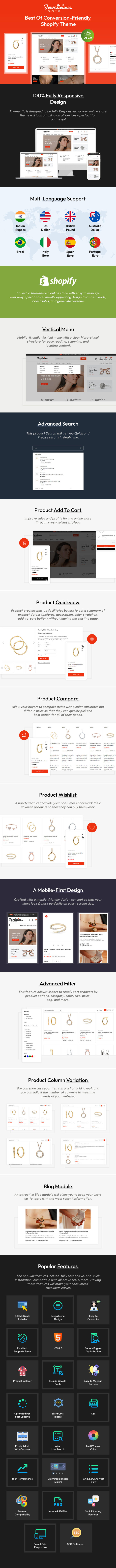 Jewelicious - Modern jewelry Store Shopify Responsive Theme - Features Image 1