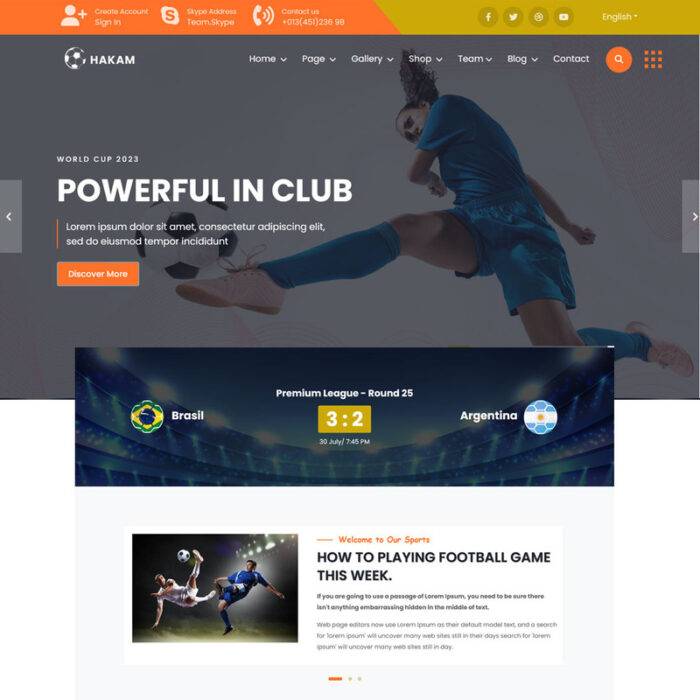 Hakam - Scoccer Clup & Sports  Website Template - Features Image 1