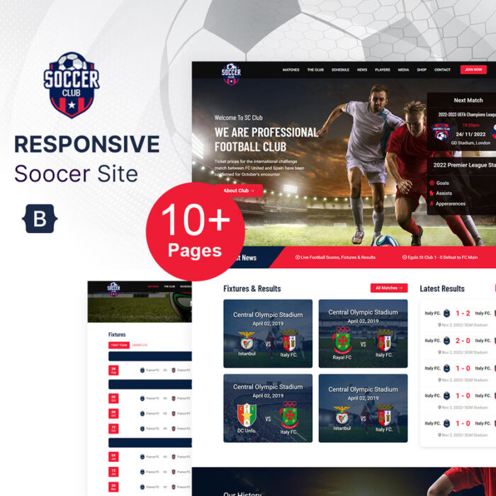 Soccer Club - Football or Sports Club Website HTML Template - Features Image 1