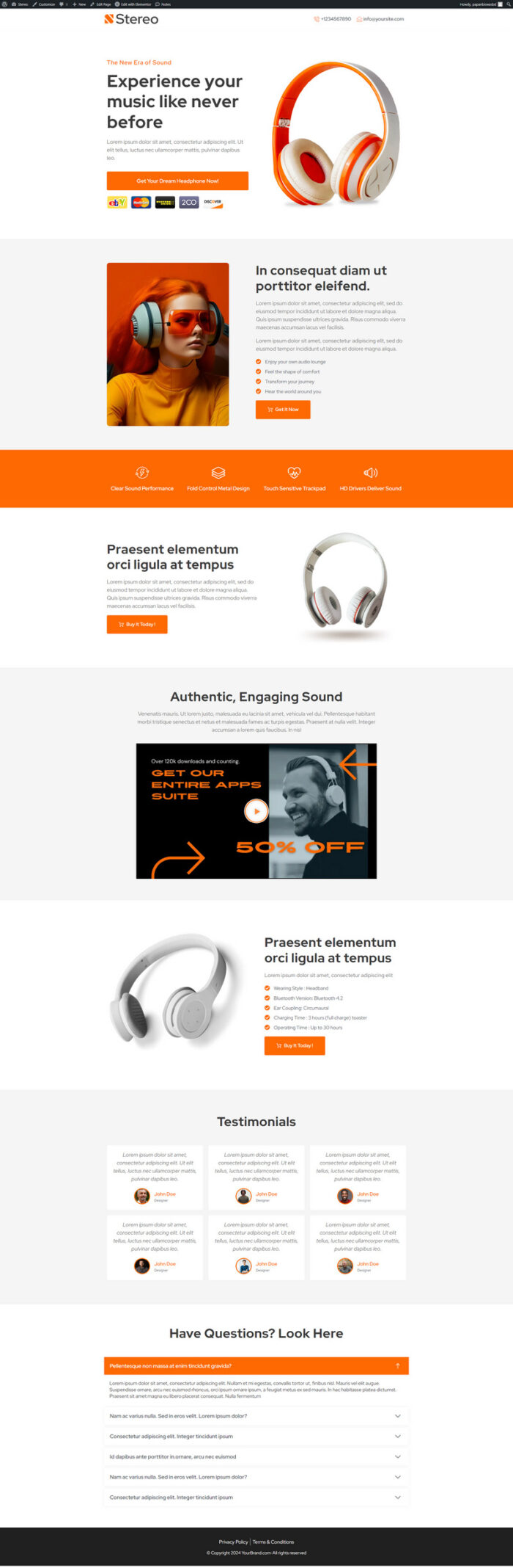 Stereo - Headphone Business WordPress Theme - Features Image 1