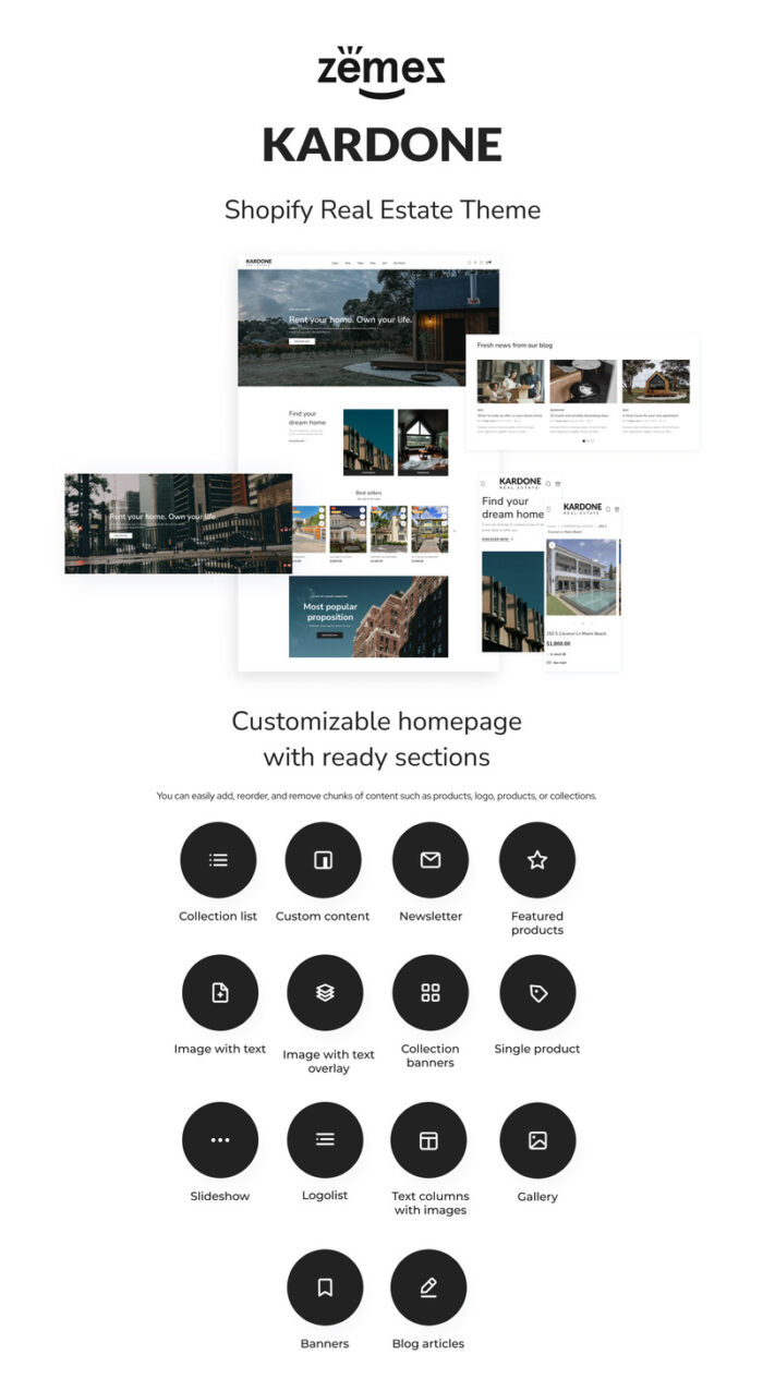 Kardone Real Estate Agency eCommerce Theme - Features Image 1