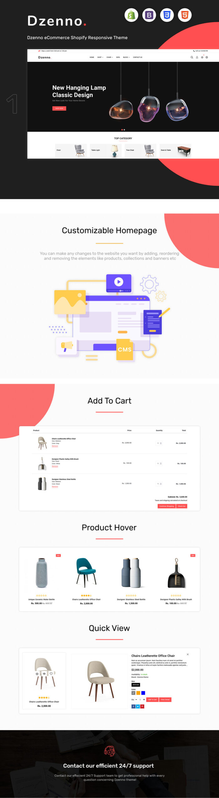 Dzenno - Furniture Multipurpose Responsive Shopify Template - Features Image 1