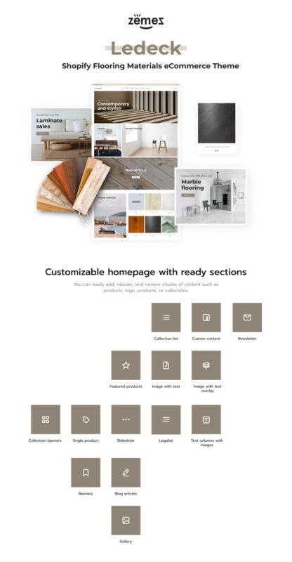 Ledeck - Shopify Flooring Materials eCommerce Theme - Features Image 1