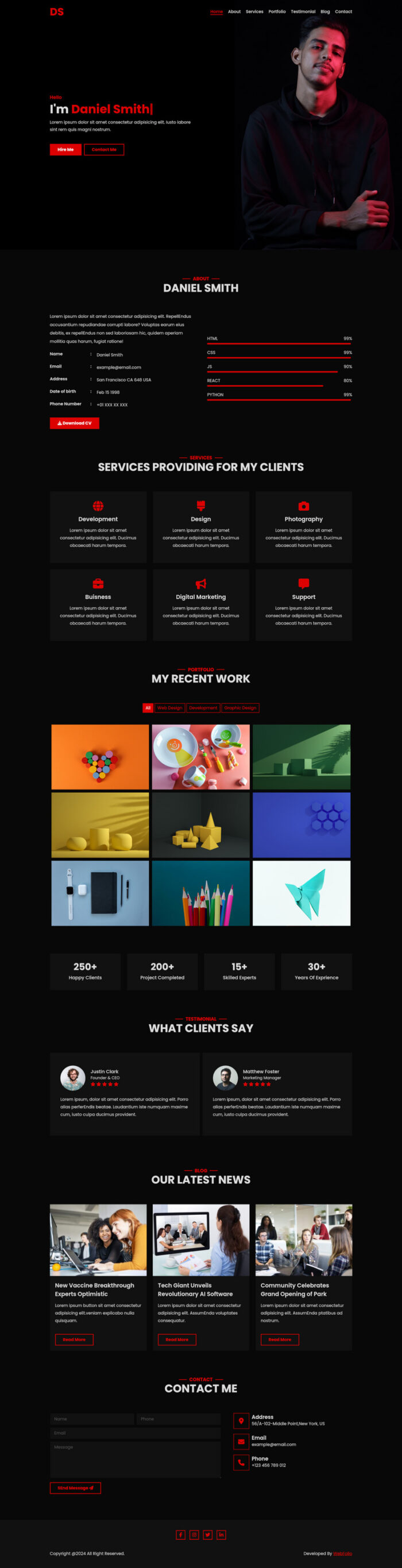 Daniel Personal Portfolio Template - Features Image 1