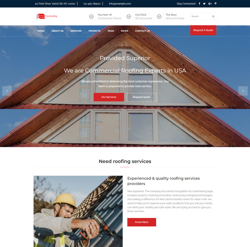 Usa Roofing Repair Construction Landing Template - Features Image 1