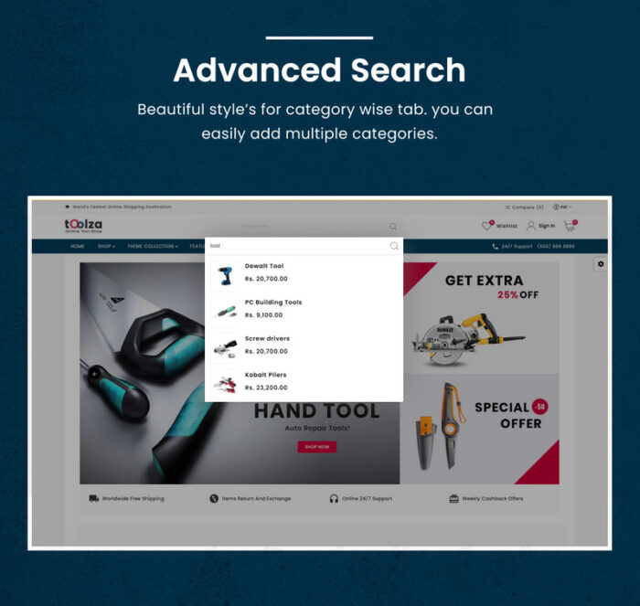 Toolza - Mega Parts Shopify 2.0 Premium Responsive Theme - Features Image 6