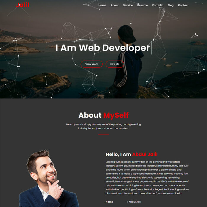 Jalil Personal Portfolio HTML5 Landing Page Template - Features Image 1