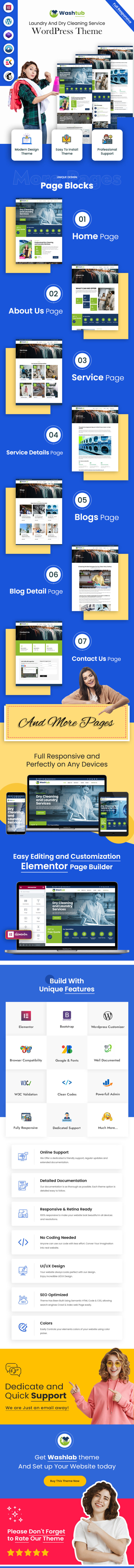 Washtub - Laundry And Dry Cleaning Service WordPress Theme - Features Image 1