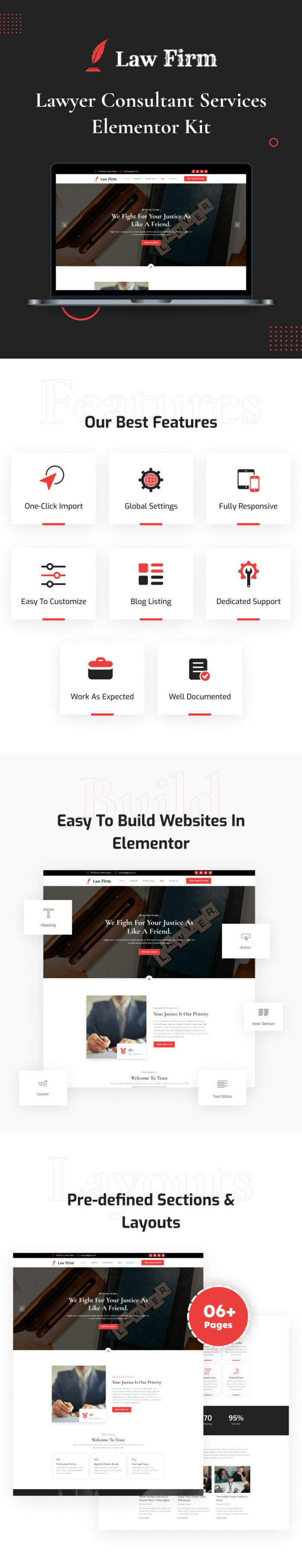 LawFirm - Lawyer Consultant Services Elementor Kit - Features Image 1