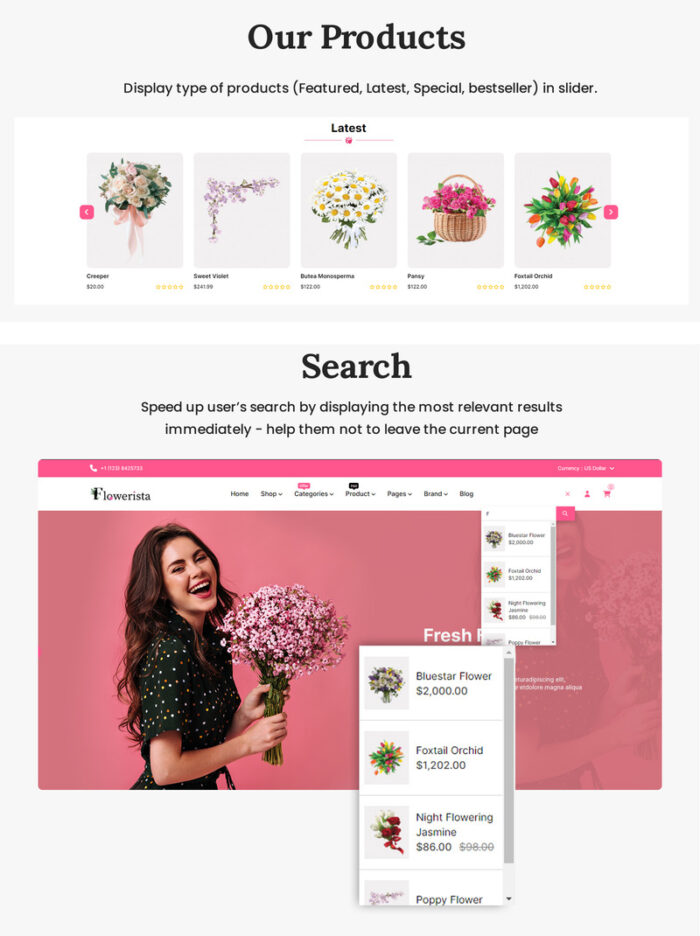 Flowerista - Elegant OpenCart 4.0.1.1 Template For Flower And Boutique Ecommerce Stores - Features Image 3