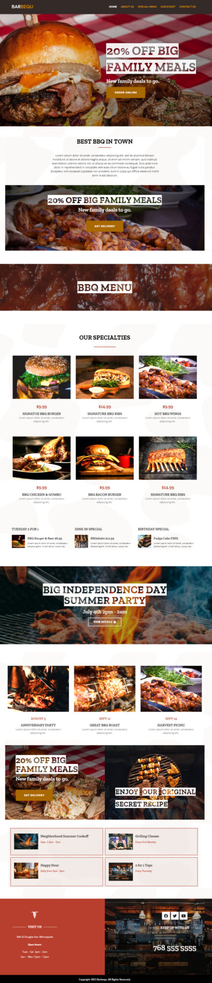 Barbequ - BBQ and Restaurant One Page WordPress Theme - Features Image 1