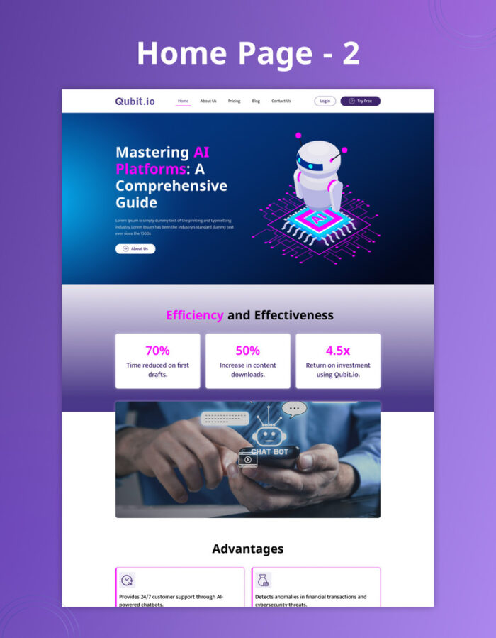 Qubit.io AI Platform HTML5 Bootstrap Website Template - Features Image 3