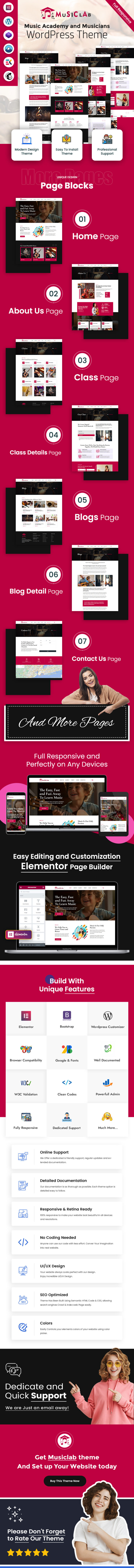 Musiclab - Music Academy and Musicians WordPress Theme - Features Image 1