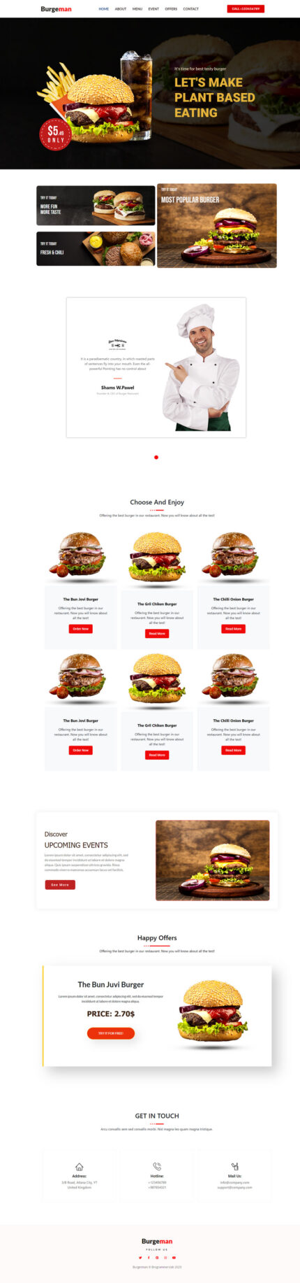 Burgerman - Burger Restaurant and Fast Food One Page WordPress Theme - Features Image 1