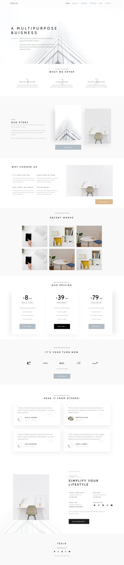 Teslo - Multipurpose Business and IT Solution Minimalist WordPress Theme - Features Image 1