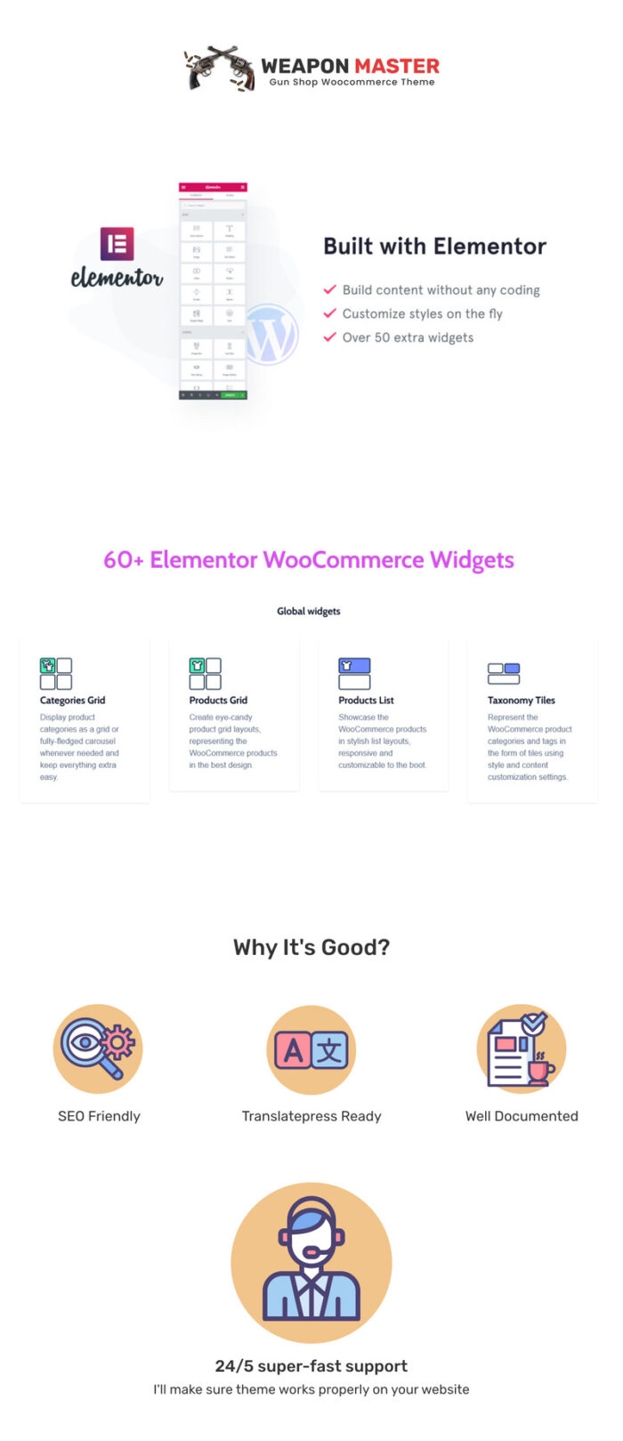 Weapon Master - Guns & Shooting WooCommerce Elementor Template - Features Image 1