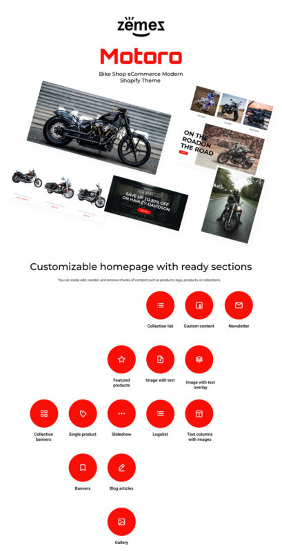 Motoro - Bike Shop eCommerce Modern Shopify Theme - Features Image 1