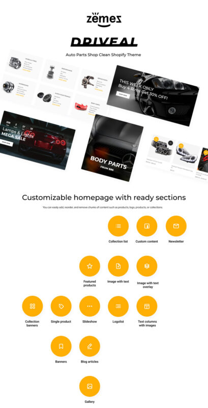 Driveal - Auto Parts Shop Clean Shopify Theme - Features Image 1