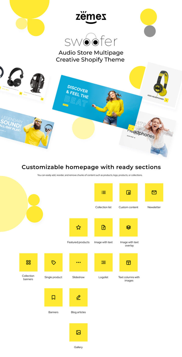 Swoofer - Audio Store Multipage Creative Shopify Theme - Features Image 1