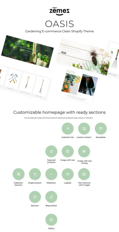 OASIS - Gardening E-commerce Clean Shopify Theme - Features Image 1