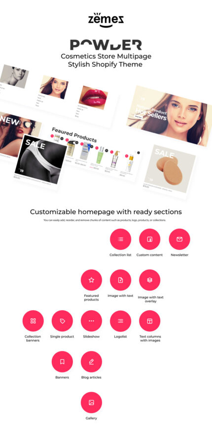 POWDER - Cosmetics Store Multipage Stylish Shopify Theme - Features Image 1