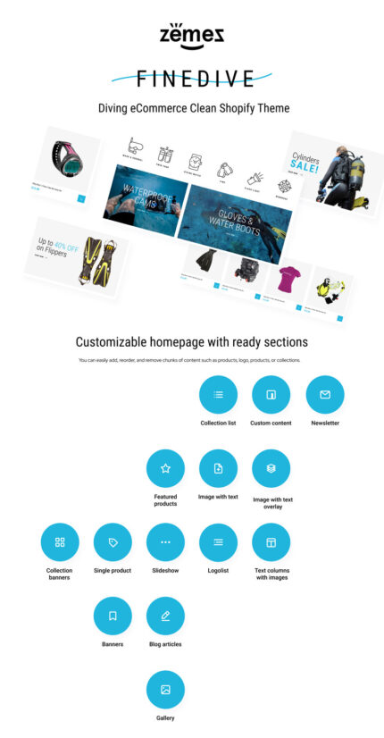 Finedive - Diving eCommerce Clean Shopify Theme - Features Image 1