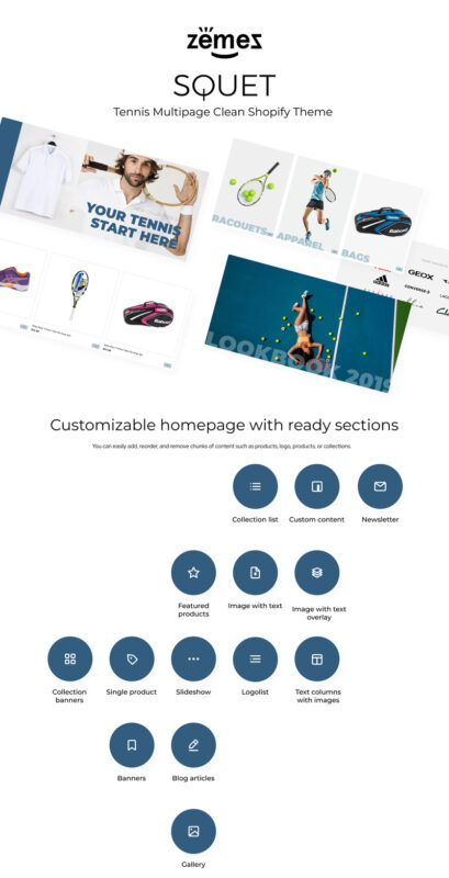 Squet - Tennis Multipage Clean Shopify Theme - Features Image 1