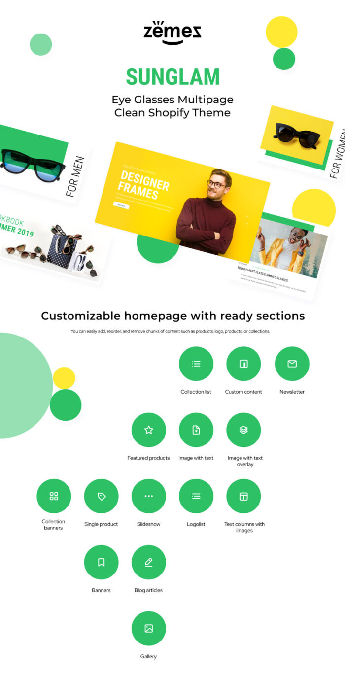 Sunglam - Eye Glasses Multipage Clean Shopify Theme - Features Image 1