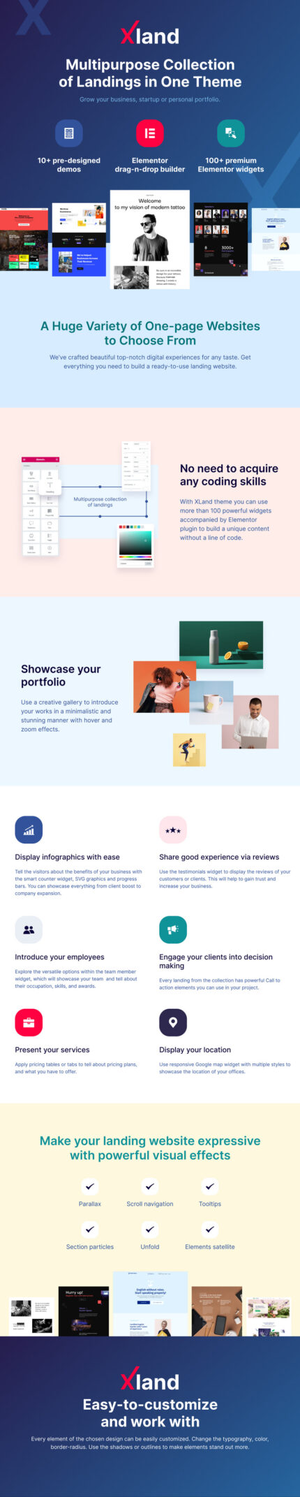 XLand - Multipurpose Collection of Landing Pages WordPress Theme - Features Image 1