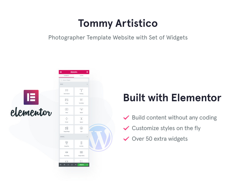 Tommy Artistico - Photographer Gallery WordPress Elementor Theme - Features Image 1