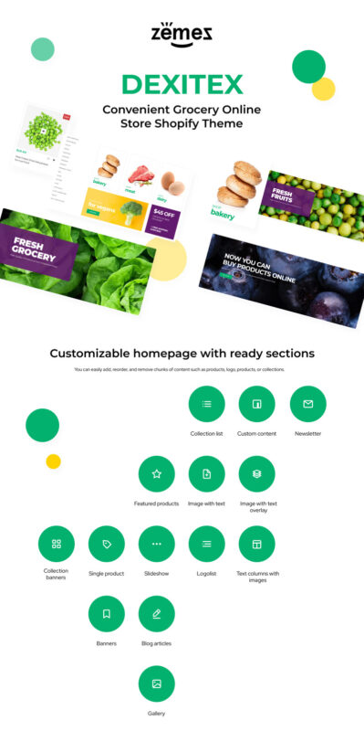 Dexitex - Convenient Grocery Online Store Shopify Theme - Features Image 1