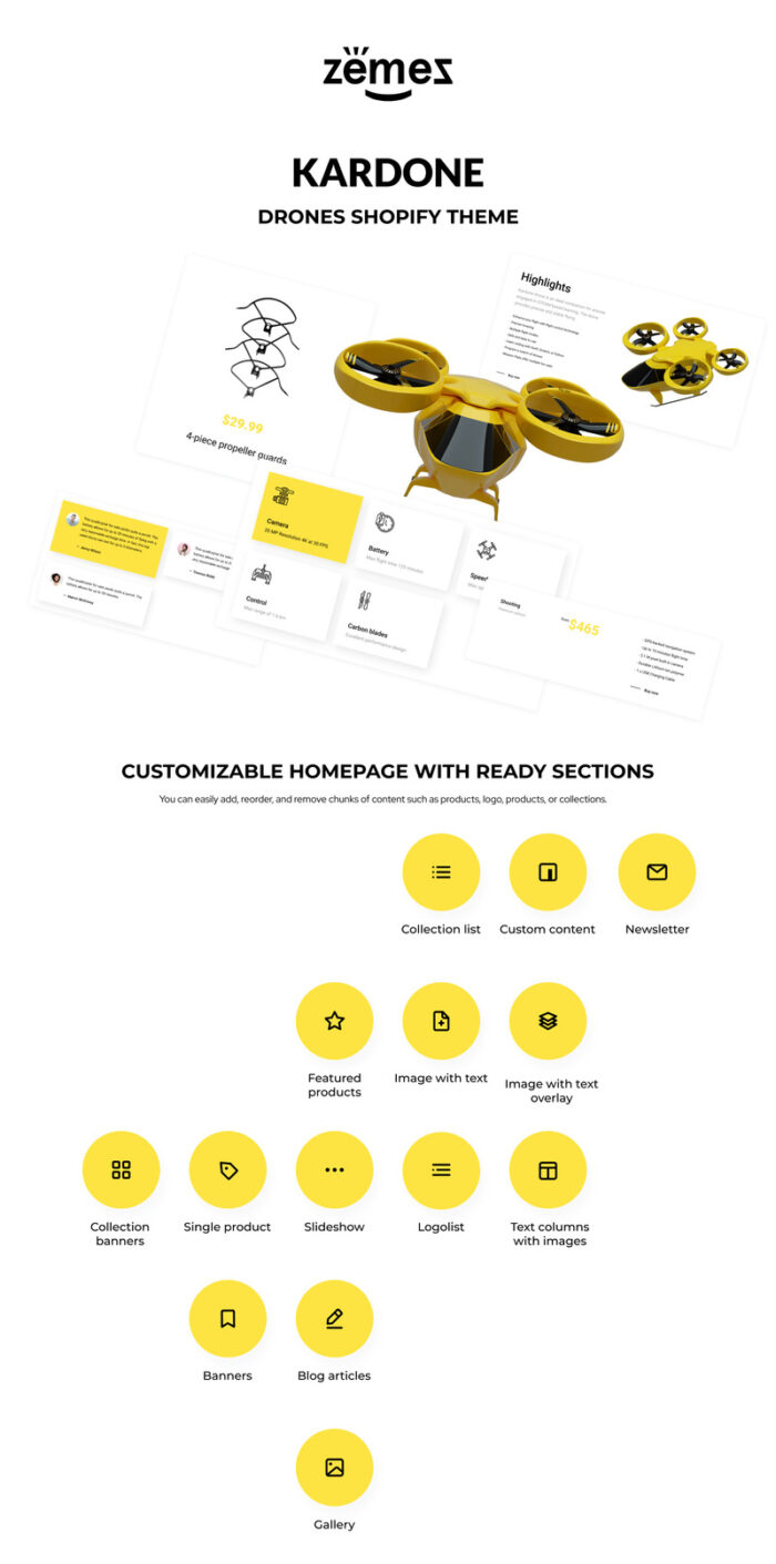 Kardone - Single Product Shop, Drones Shopify Theme - Features Image 1