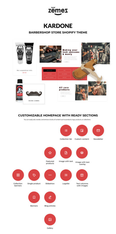 Kardone Barbershop eCommerce Template Shopify Theme - Features Image 1