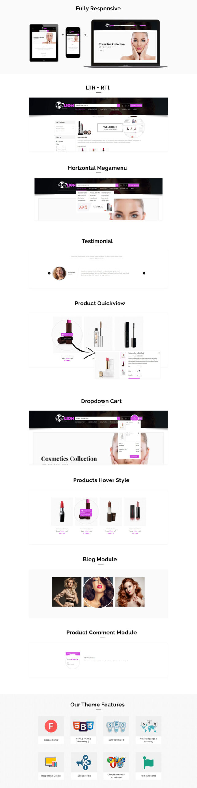 Lion Cosmetic - Beauty Store PrestaShop Theme - Features Image 1