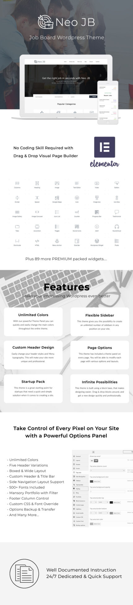 NeoJB - Modern Job Board WordPress Elementor Theme - Features Image 1