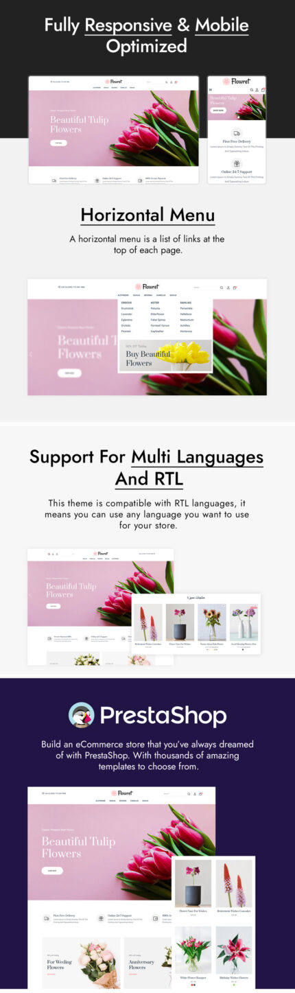 Flowret - Gifts, Flowers and Celebrations PrestaShop Themes - Features Image 1