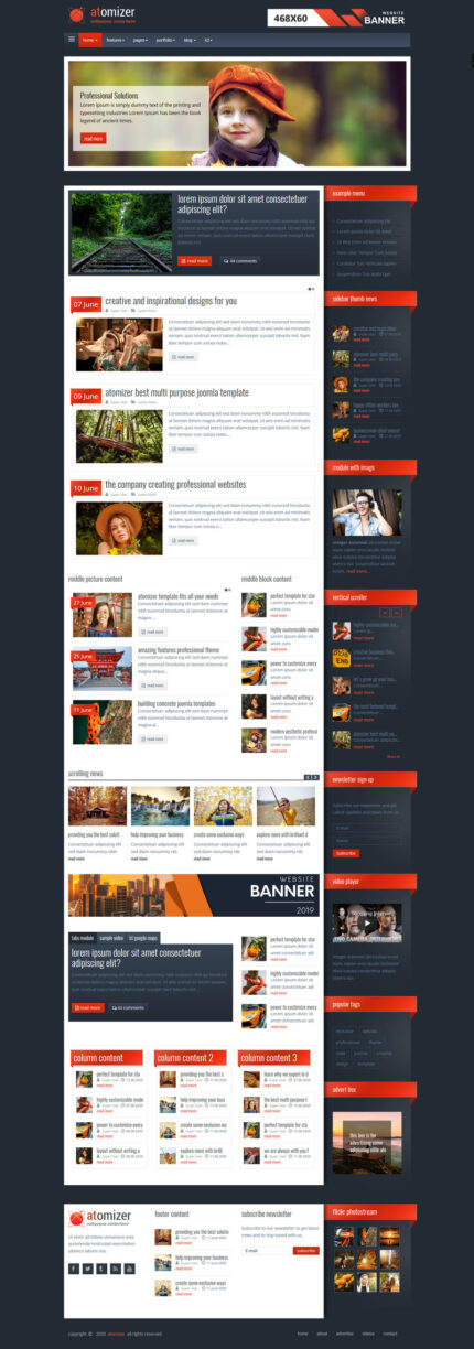 Atomizer Multi-Purpose Joomla 3 Template - Features Image 1