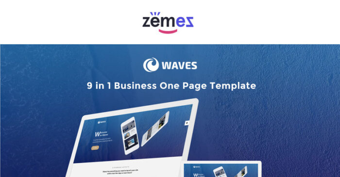 Waves - 9 in 1 Business One Page Website Template - Features Image 1