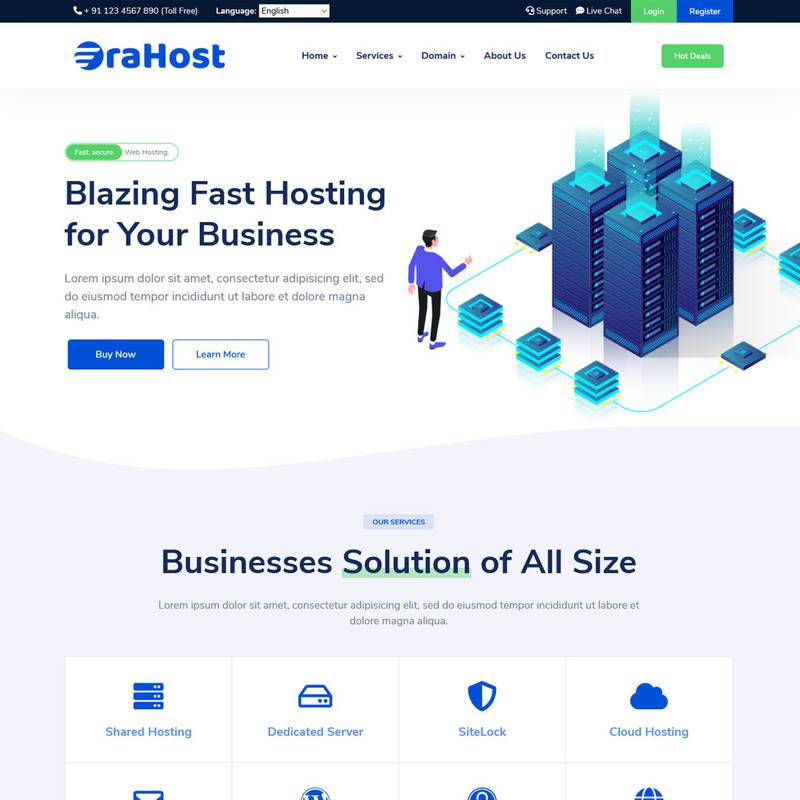 Erahost WHMCS Website Template - Features Image 1