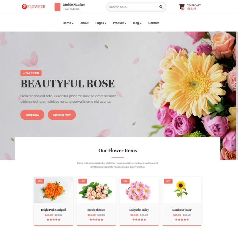 Floweer - Flower & Florist Shop HTML Template - Features Image 1