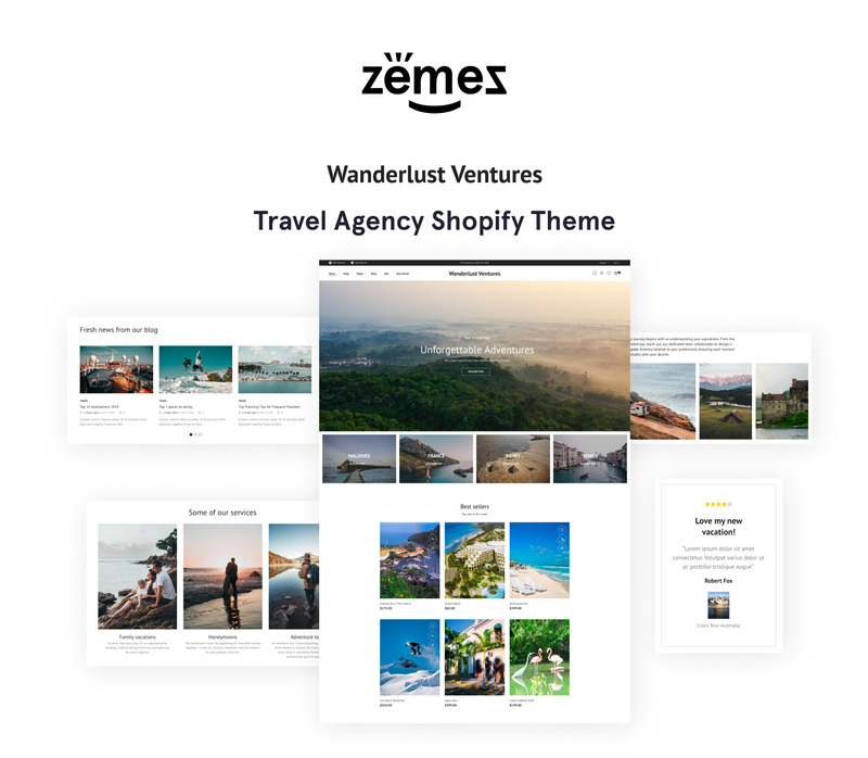 Wanderlust Ventures Travel Shopify Online Store 2.0 Theme - Features Image 1