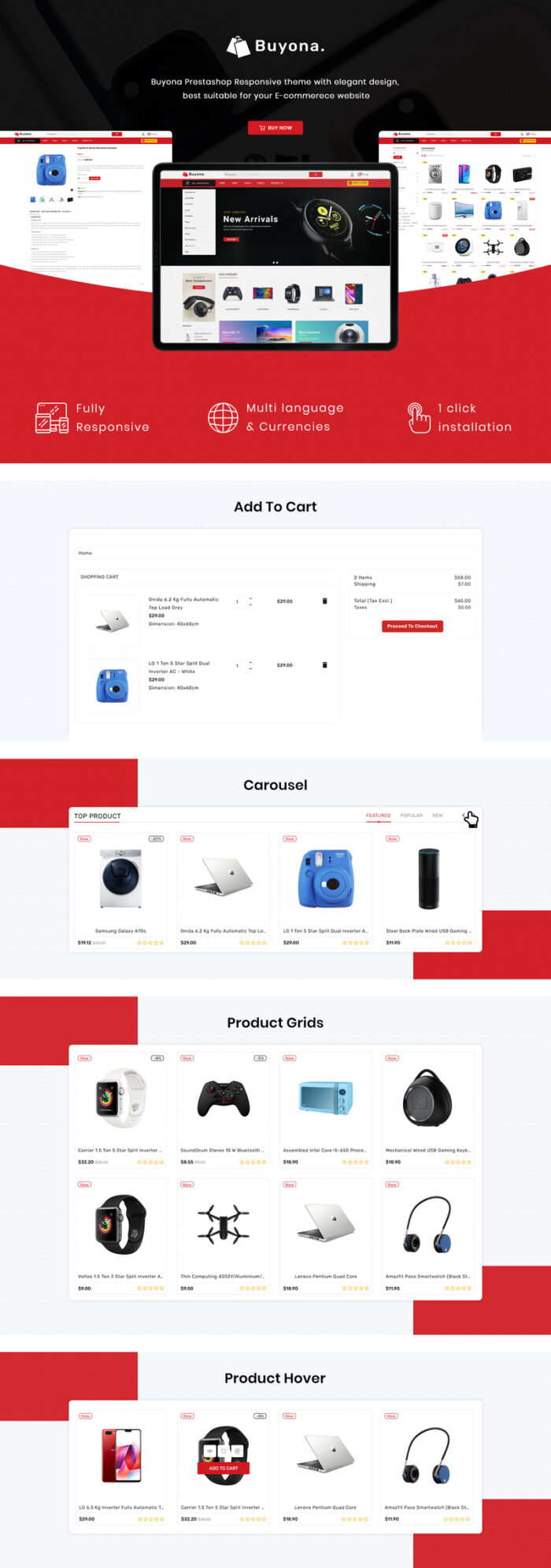 Buyona - Supermart Electronic Template PrestaShop Theme - Features Image 1