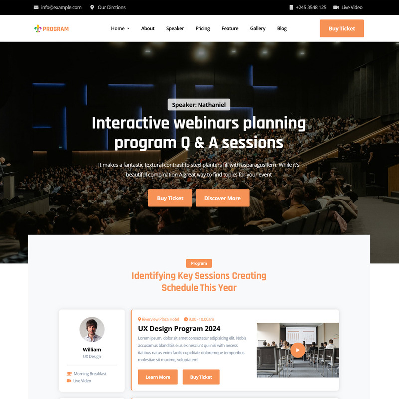 Program - Event & Conference, Meetup Planning Landing Page Template - Features Image 1