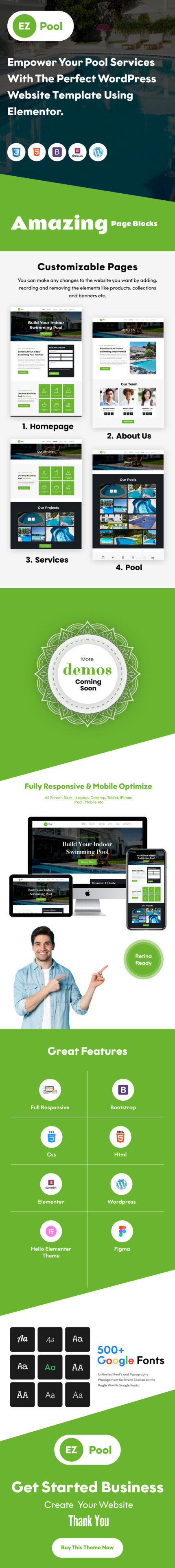 EZ-Pool: A Dynamic WordPress Theme for Elevating Your Pool Business with Elementor - Features Image 1