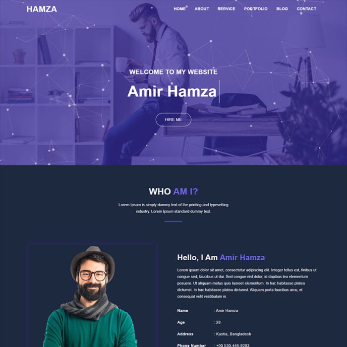 Hamza Personal Portfolio Landing Page Template - Features Image 1