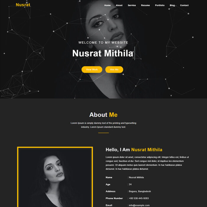 Nusrat  Personal Portfolio HTML5 Landing Page Template - Features Image 1