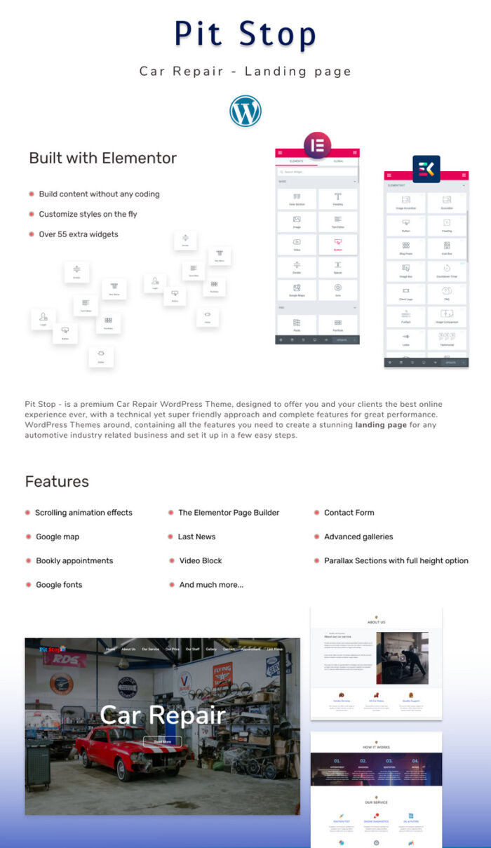 Pit Stop - Car Repair Landing page WordPress Theme - Features Image 1